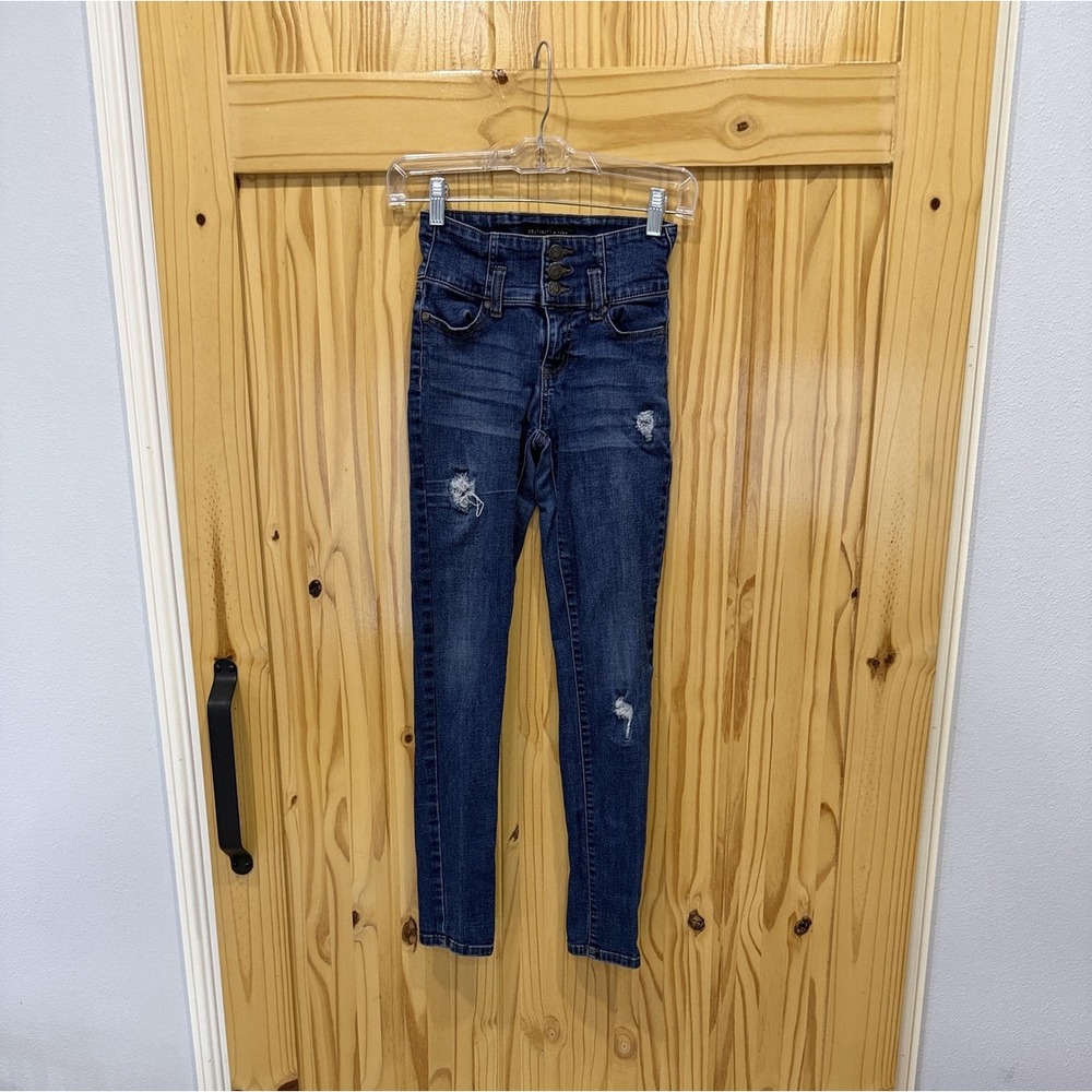 Celebrity Pink Jeans Girls 12 Blue High Rise Distressed Skinny Slim Stretch